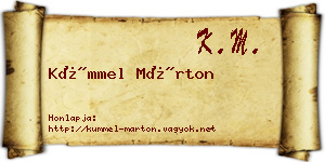 Kümmel Márton névjegykártya